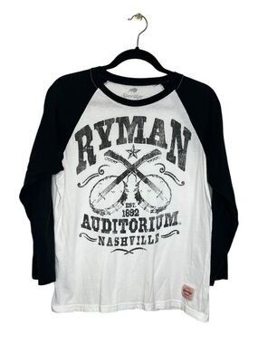Ryman Auditorium Nashville Banjo Country Music Raglan Sleeve Tee size Small